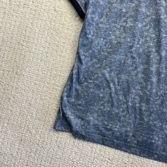 Lief Horsens Couture Men Polo Short Sleeves Shirt Sz L Blue Floral Tropical AOP - Picture 15 of 15